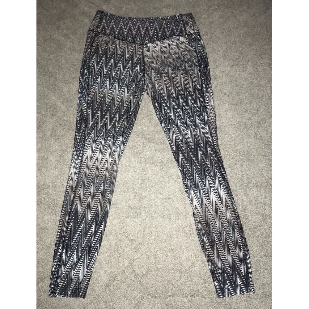 Womens Nike‎ Dri- Fit Leggings Size Large Athletic Running Pants Black Gray - Picture 2 of 11